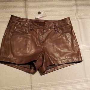 Leith Nordstrom NEW Genuine Leather Shorts Women's 6 Saddle Brown